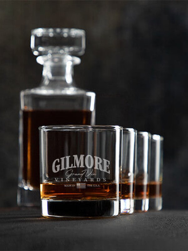 Grand Vineyards : Decanter Rocks Glass Gift Sets - Engraved