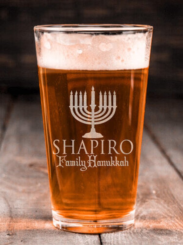 Hanukkah : Pint Glasses - Engraved