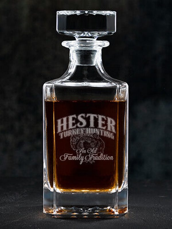 Turkey Hunting Family Tradition : Whiskey Decanter - Engraved