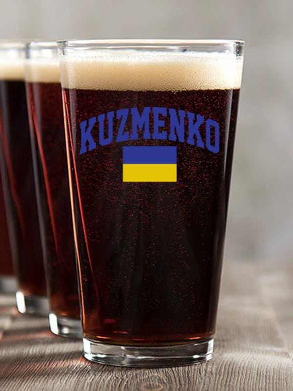 Ukrainian Varsity : Pint Glasses - Color Printed
