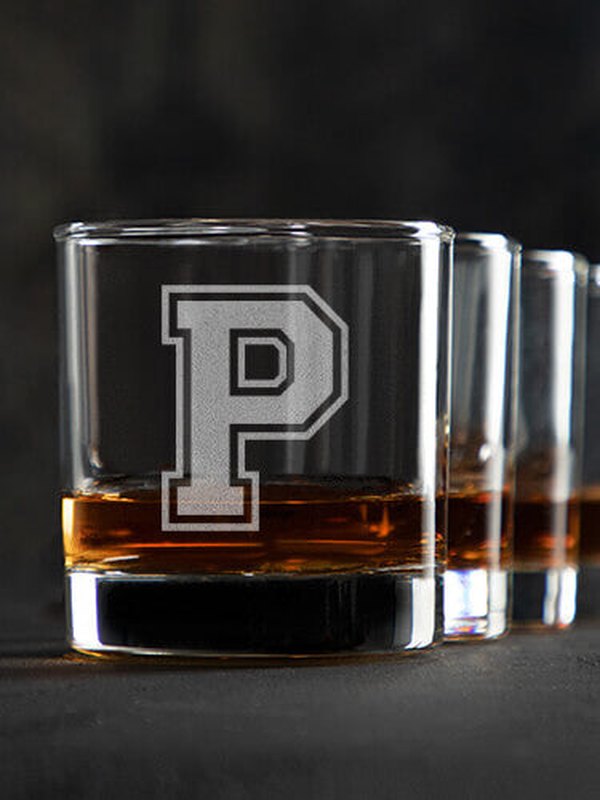 Varsity Letter : Rocks Glasses - Engraved