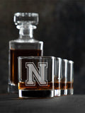 Varsity Letter : Decanter Rocks Glass Gift Sets - Engraved