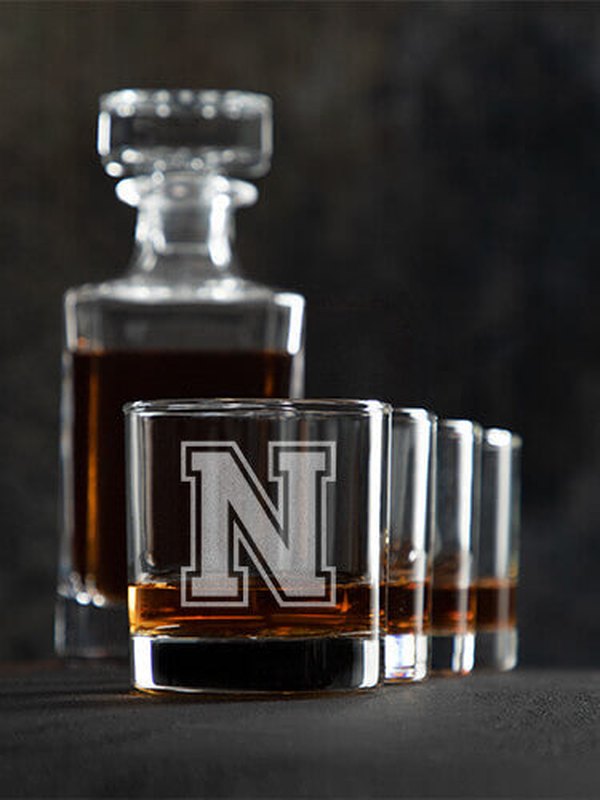 Varsity Letter : Decanter Rocks Glass Gift Sets - Engraved