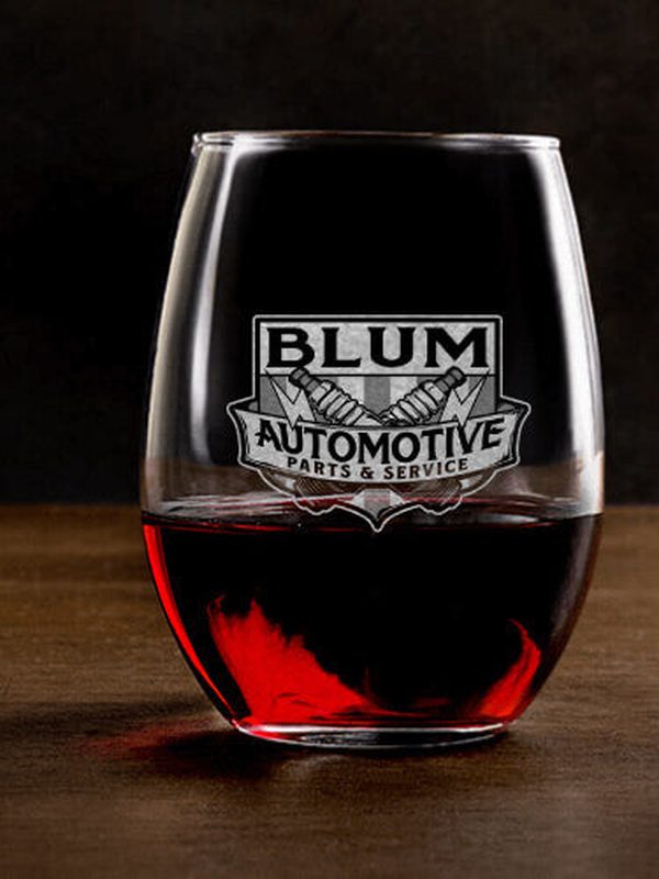 Vintage Automotive : Stemless Wine Glasses - Engraved