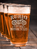 Vintage Motorcycles : Pint Glasses - Engraved