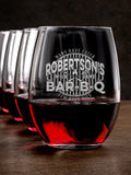 Wild Game Few Have Died BBQ : Stemless Wine Glasses - Engraved