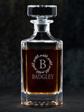 Wreath Monogram : Whiskey Decanter - Engraved