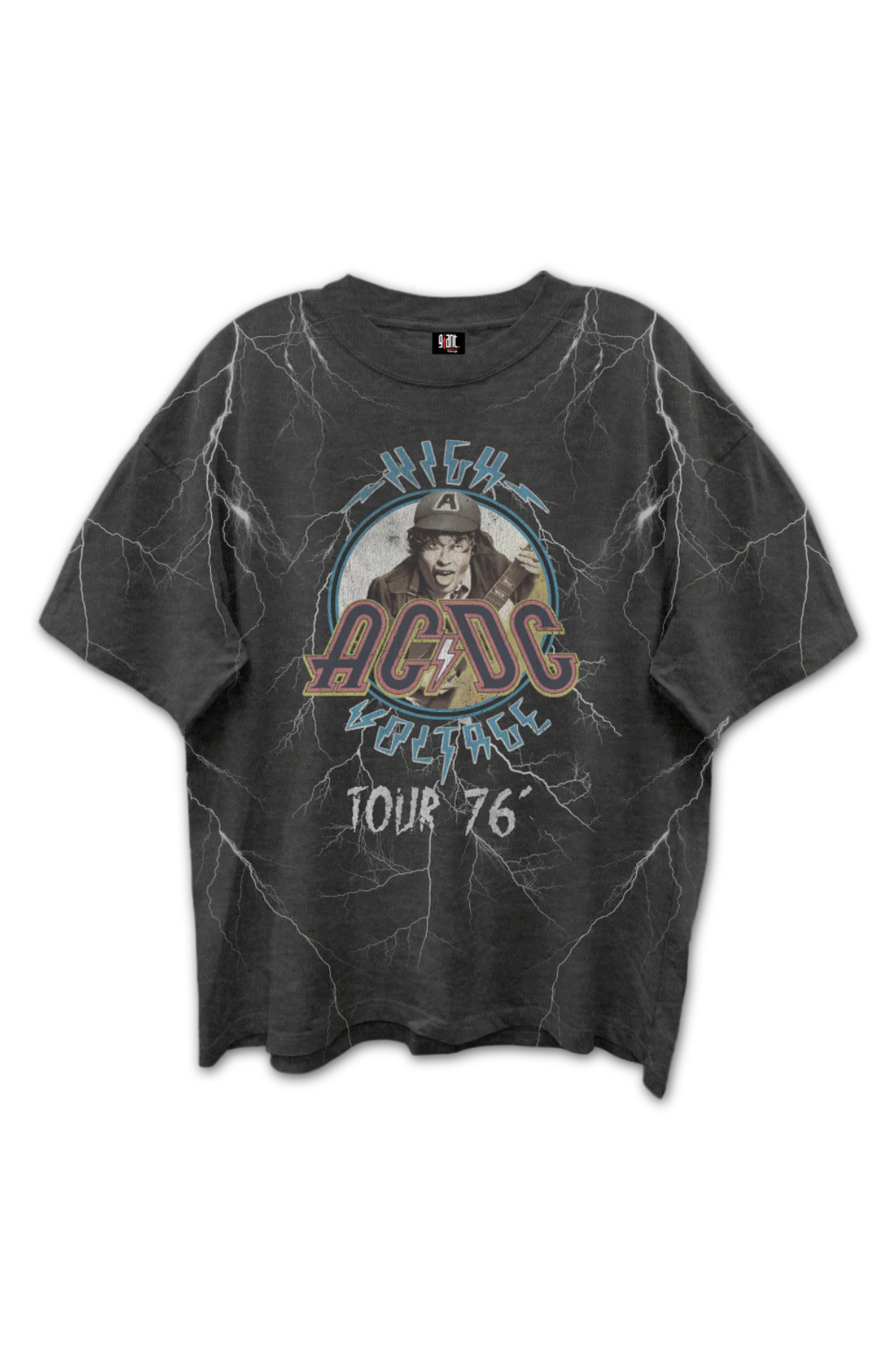 Front & Back High Voltage Tour 76 ACDC Oversized T-Shirt product image 2