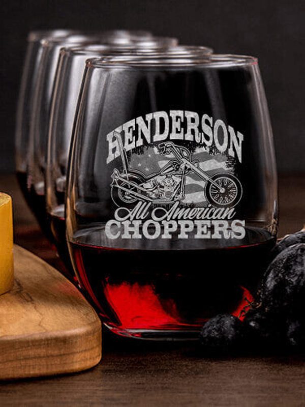 All American Choppers : Cheese Board Wine Glass Gift Sets - Engraved
