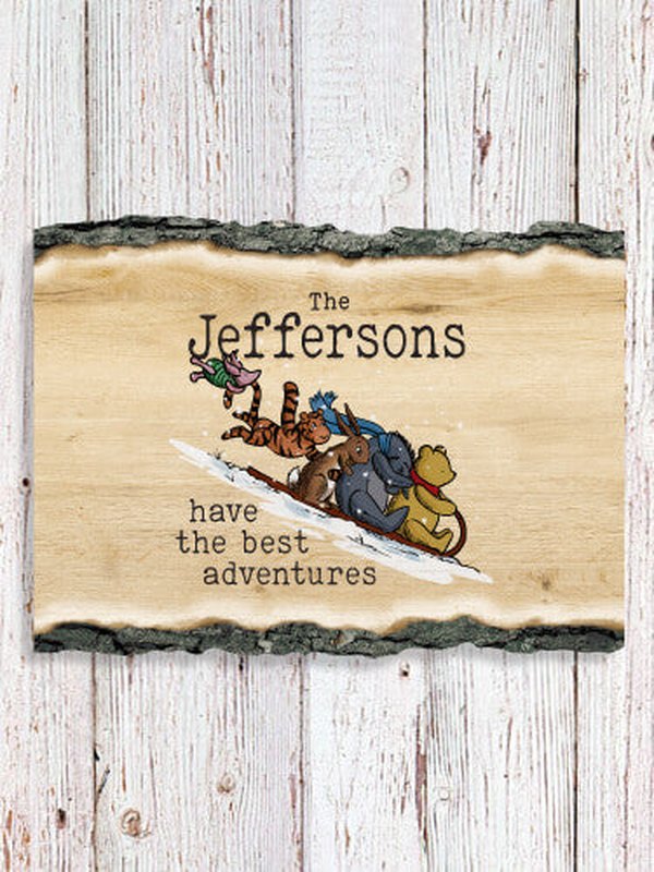 Best Adventures : Faux Sliced Log Plaque