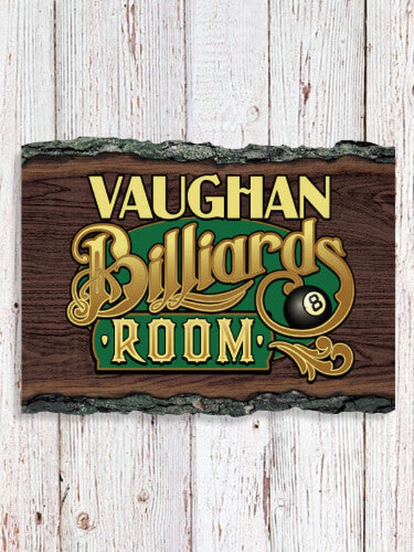 Billiards Room : Faux Sliced Log Plaque
