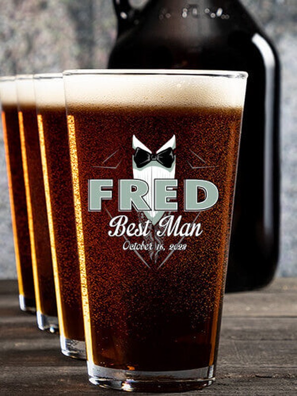 Bridal Party Guys : Growler Pint Glass Gift Sets - Color Printed
