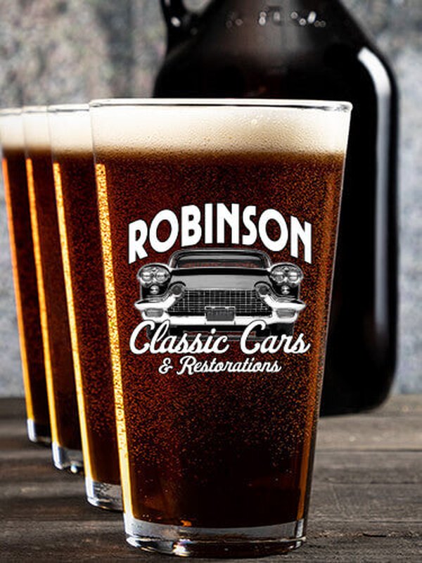 Classic Cars : Growler Pint Glass Gift Sets - Color Printed