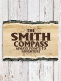 Compass : Faux Sliced Log Plaque