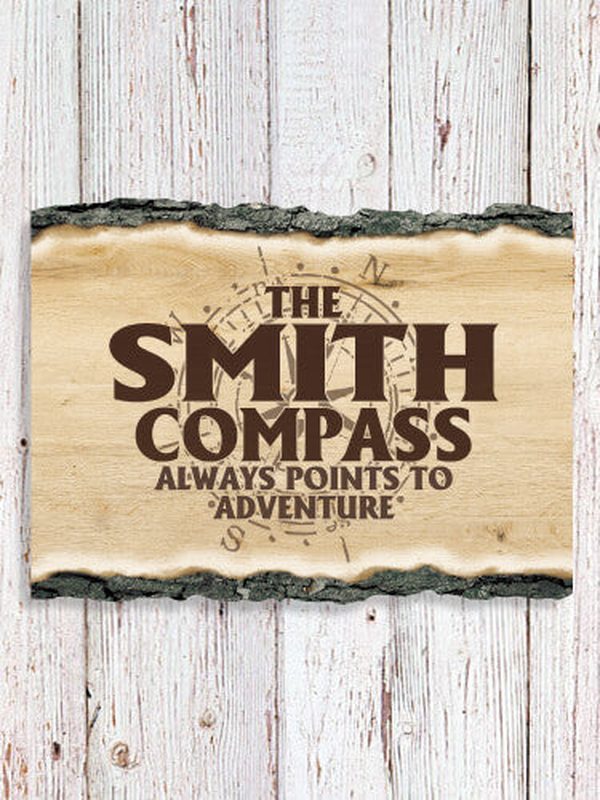 Compass : Faux Sliced Log Plaque