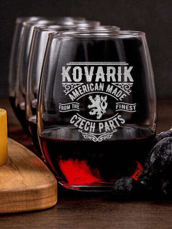 Czech Parts : Cheese Board Wine Glass Gift Sets - Engraved