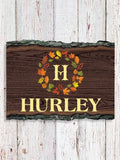 Fall Monogram : Faux Sliced Log Plaque