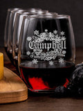 Family Christmas : Cheese Board Wine Glass Gift Sets - Engraved
