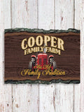 Farming Family Tradition : Faux Sliced Log Plaque
