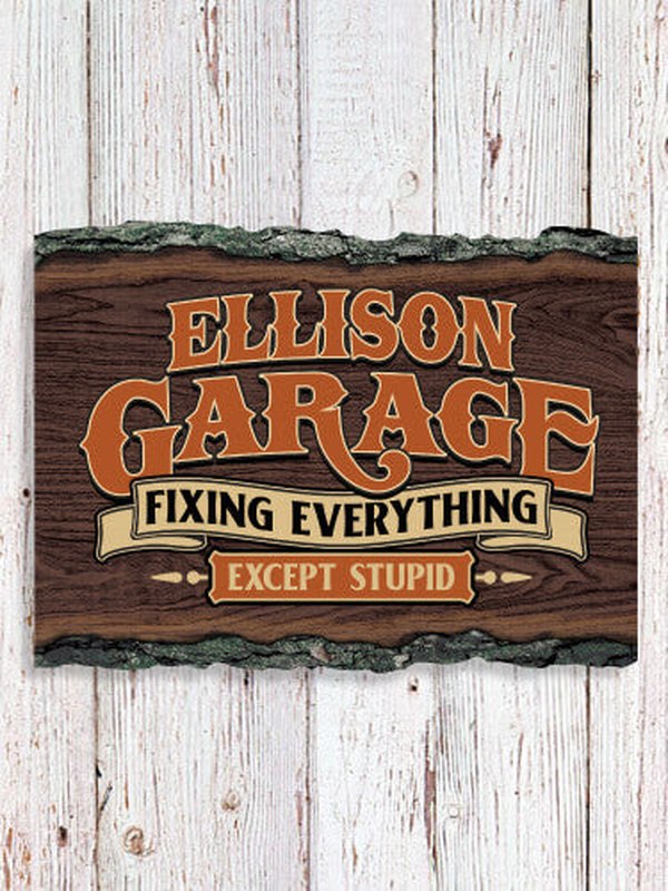 Fixing Everything Garage : Faux Sliced Log Plaque