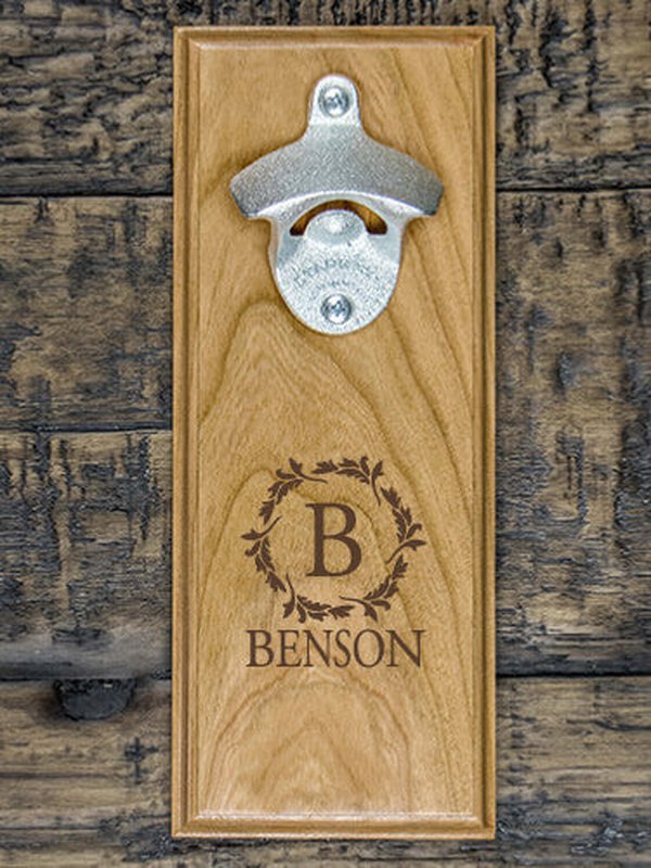 Wreath Monogram : Bottle Openers - Engraved