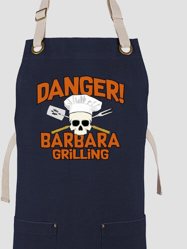 Danger Grilling : Printed Canvas Work Aprons