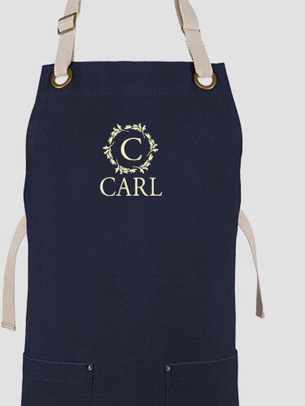 Wreath Monogram : Printed Canvas Work Aprons