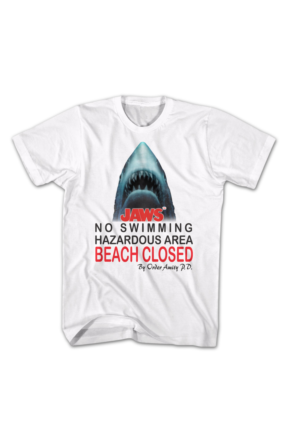 No Swimming Hazardous Area Beach Closed Jaws T-Shirt product image 2