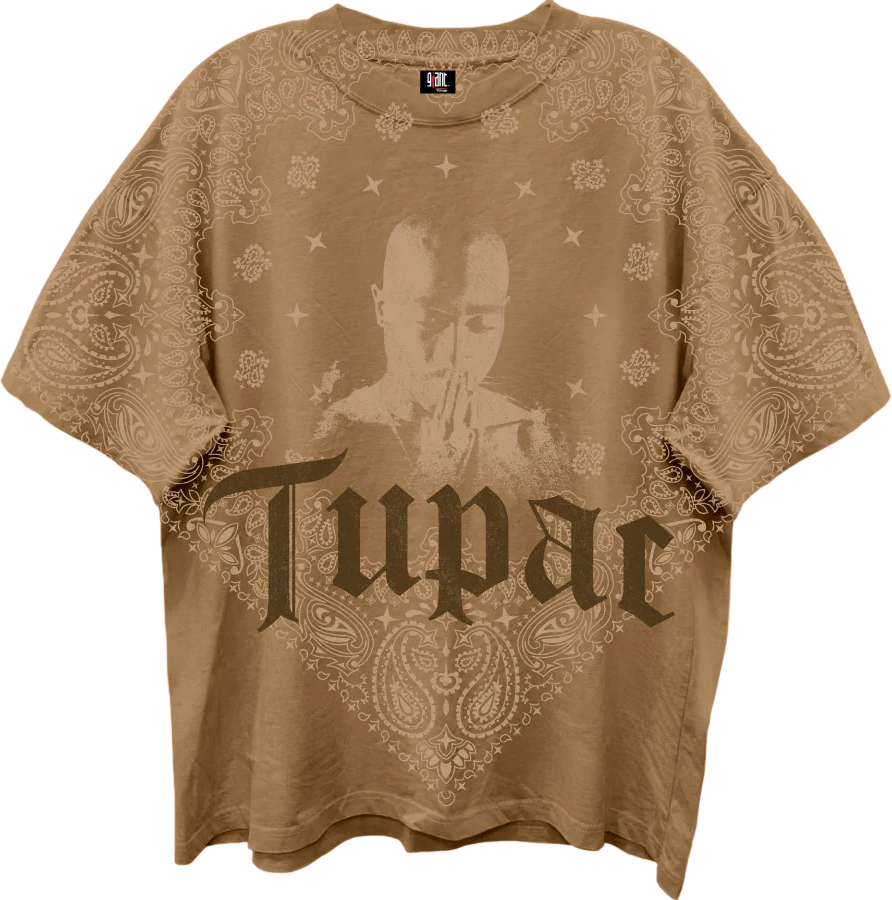 Front & Back Praying Hands Tupac Shakur Oversized T-Shirt product image 1